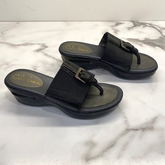 Cole Haan Nike Air black wedge sandals - Picture 1 of 13